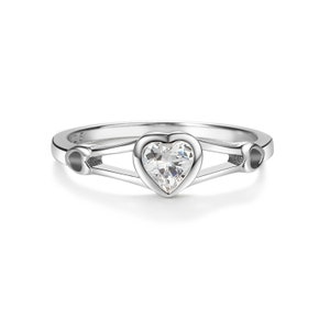 Sterling Silver Baby Ring or Pinky Ring with Clear CZ Heart Little Girls, Toddler Ring, Kids Heart Ring, April Birthstone, Pinky Ring Teens