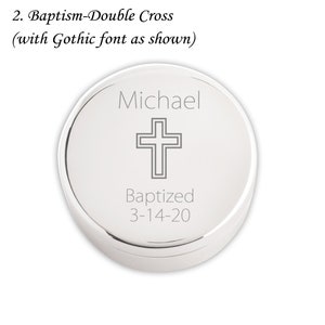 Personalized Baptism Gift for Girls, Silver Round Jewelry Box, FREE Engraved Name and Cross, Custom First Communion Gift, Infant Christening image 4