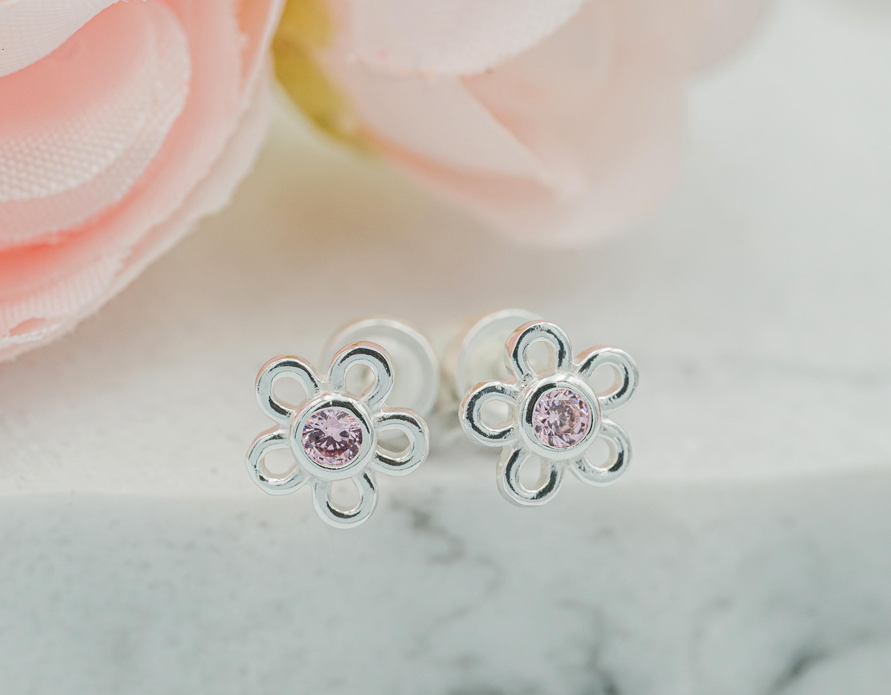 CASSIECA Orecchini Piccoli In Argento Sterling 925 Farfalla Cubic Zirconia Orecchini A Margherita Orecchini Per Bambina Orecchini A Forma Di Cuore Per