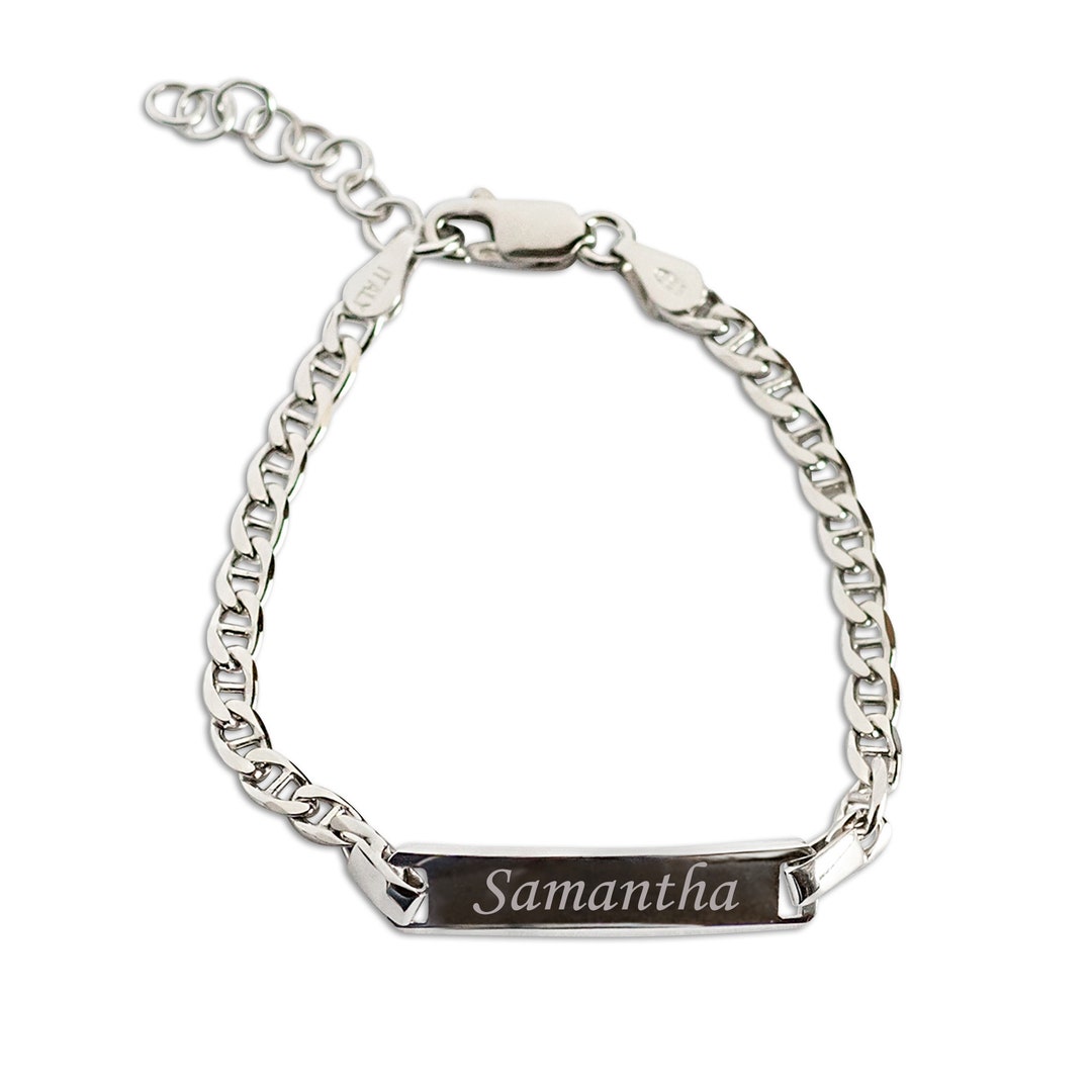 Silver bracelet with name engraved deals