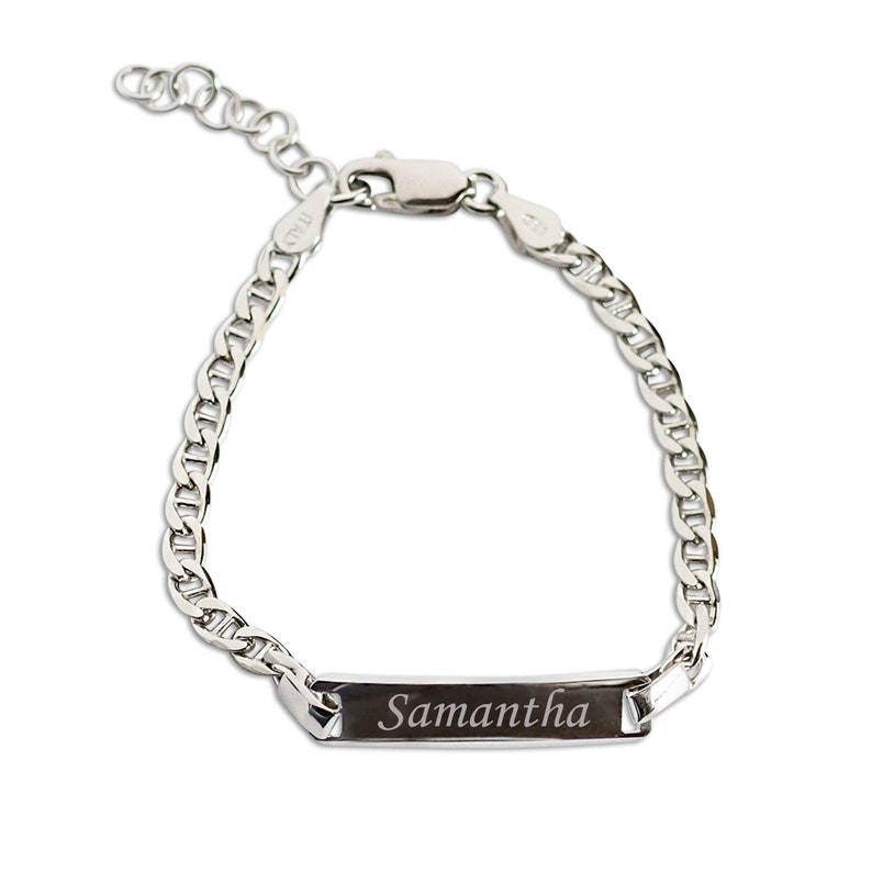 Sterling silver ID bracelet with name engraved.