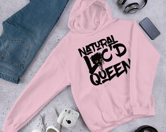 Natural Loc'd Queen Hoodie, Locd hoodie, Natural Hair hoodie, Håruppskattning, Black girl magic