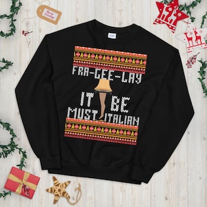Lámpara de pierna, suéter navideño feo divertido, suéter navideño unisex, suéter navideño feo, suéter de cuento de Navidad, suéter de lámpara de pierna, frágil