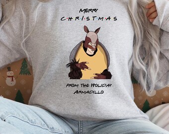 Funny Ugly Christmas sweater, Holiday Armidillo, funny Christmas sweater, Friends tv show, funny christmas sweater