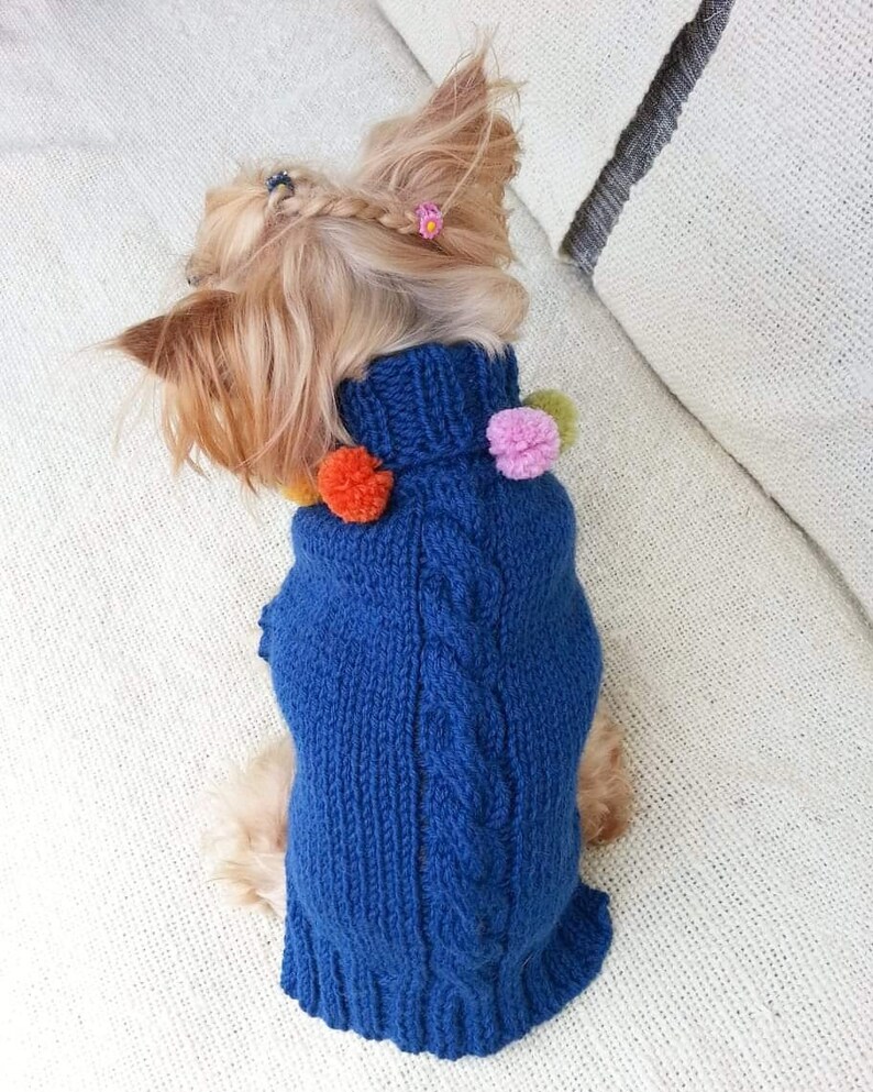 Cableknit Dog Sweater / 100 Pure Wool / Pom Pom Jumper / Etsy