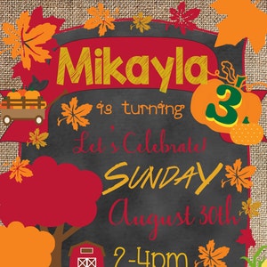 Fall Harvest/Pumpkin Patch Birthday Invitation