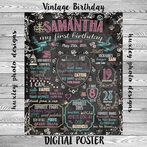 Vintage Birthday Stat &quot;Chalkboard&quot; (Digital Poster)