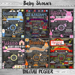 Baby Shower Stat &quot;Chalkboard&quot; (Digital Poster) ANY THEME & COLORS