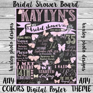 Bridal Shower Stat &quot;Chalkboard&quot; (Digital Poster)- ANY THEME, ANY Colors