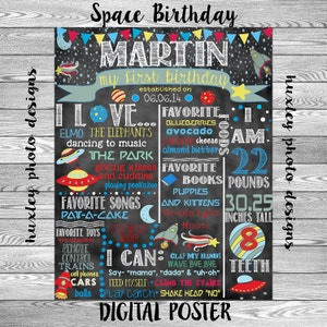 Space Birthday Stat "Chalkboard" (Digital Poster)