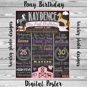 Pony/Horse Birthday &quot;Chalkboard&quot; (Digital Poster) ANY COLORS