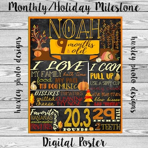 Monthly/Holiday Milestone &quot;Chalkboard&quot; (Digital Poster) - ANY THEME or colors