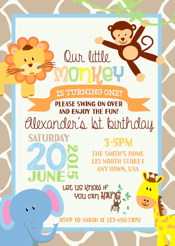 Zoo Animal Birthday Invitation | Etsy