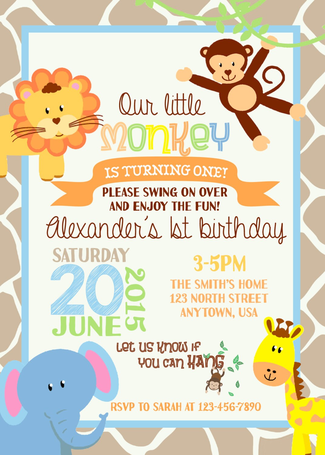 Zoo Animal Birthday Invitation | Etsy