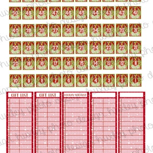 Weihnachts-Countdown & Geschenk Liste bedruckbare Aufkleber für EG-Planer (druckbar)