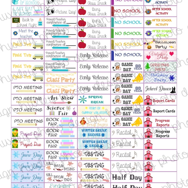 Back To School Stickers Planner Stickers (PRINTABLE)