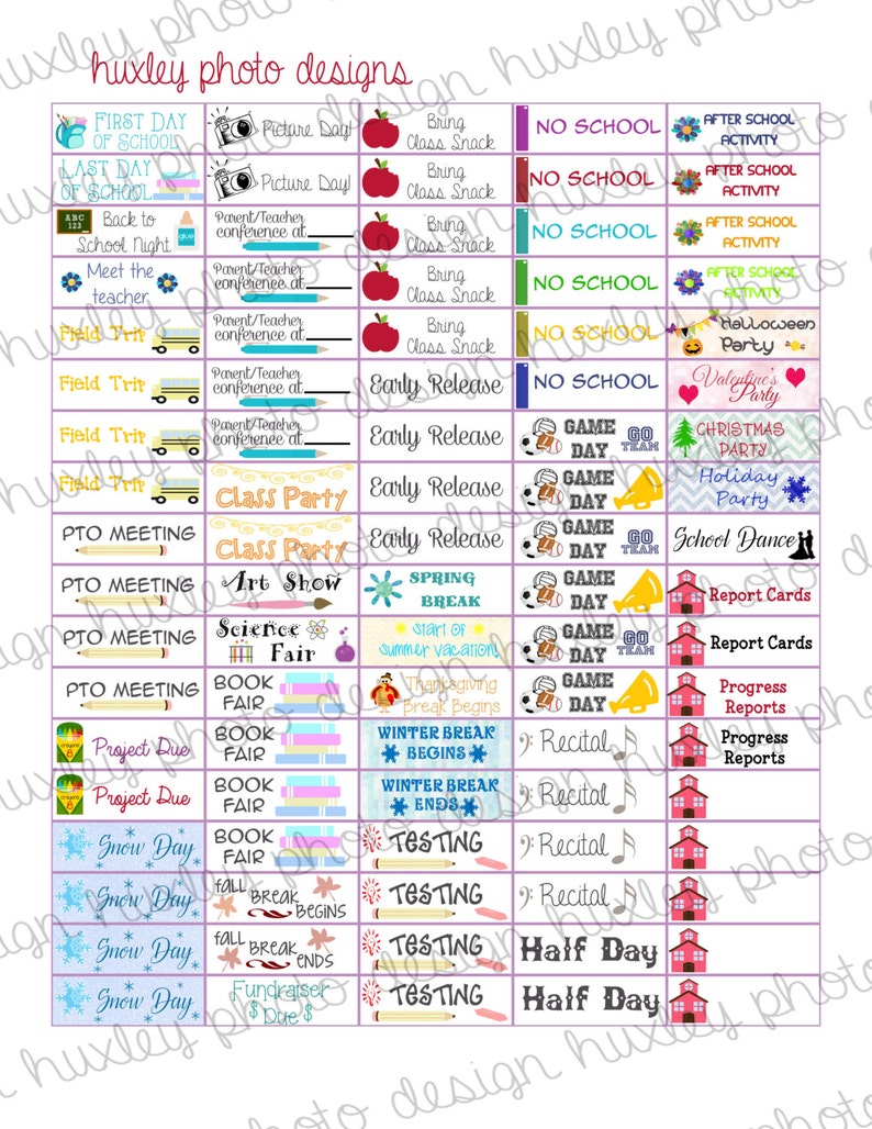 Back To School Stickers Planner Stickers (PRINTABLE) 