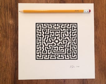 Labyrinth Maze Puzzle – 8x8 Art Prints