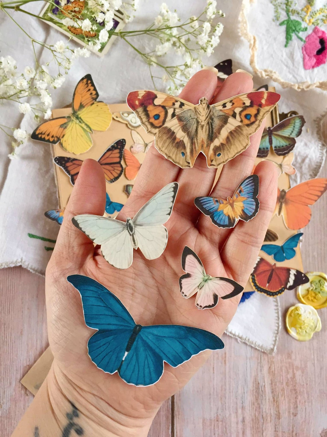 die cut vintage butterfly stickers scrapbooking ephemera etsy