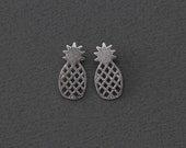 Pineapple Brass Pendant . Jewelry Craft Supply . Matte Original Rhodium Plated over Brass 2 Pcs - FC280-MR