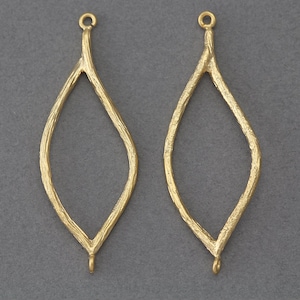 Teardrop Brass Connector . Jewelry Craft Supply . 16K Matte Gold Plated over Brass  / 2 Pcs - AC065-MG