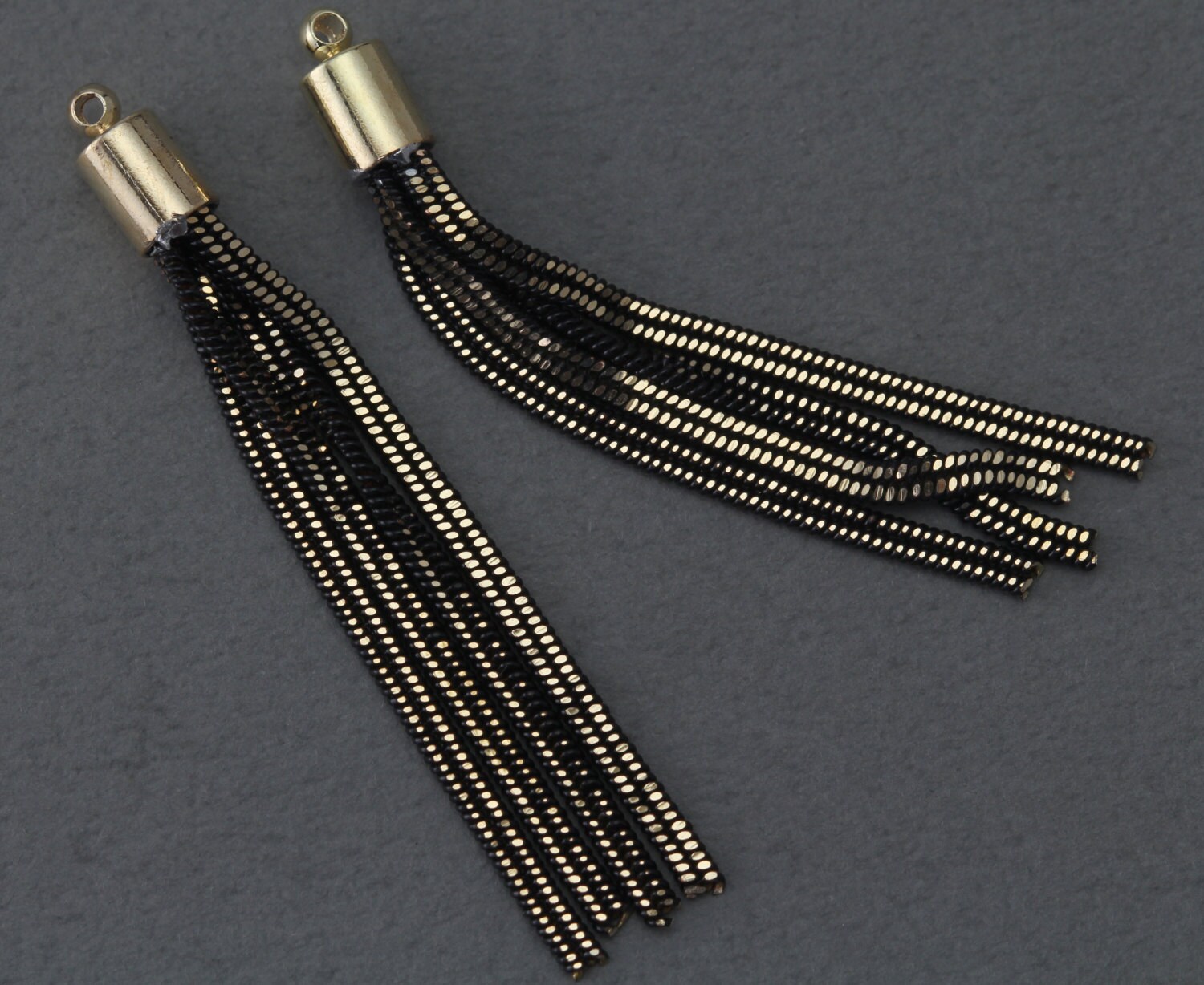 Black Metal Tassel . Jewelry Craft Supply . 16K Polished Gold Etsy