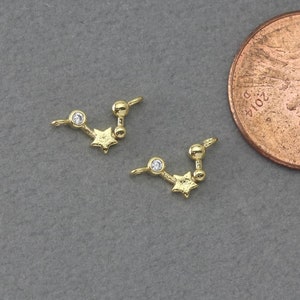 Aquarius Brass Pendant . Constellation, Zodiac Pendant . Birthday Gift . Polished Gold Plated / 2 Pcs - FC377-PG-CR