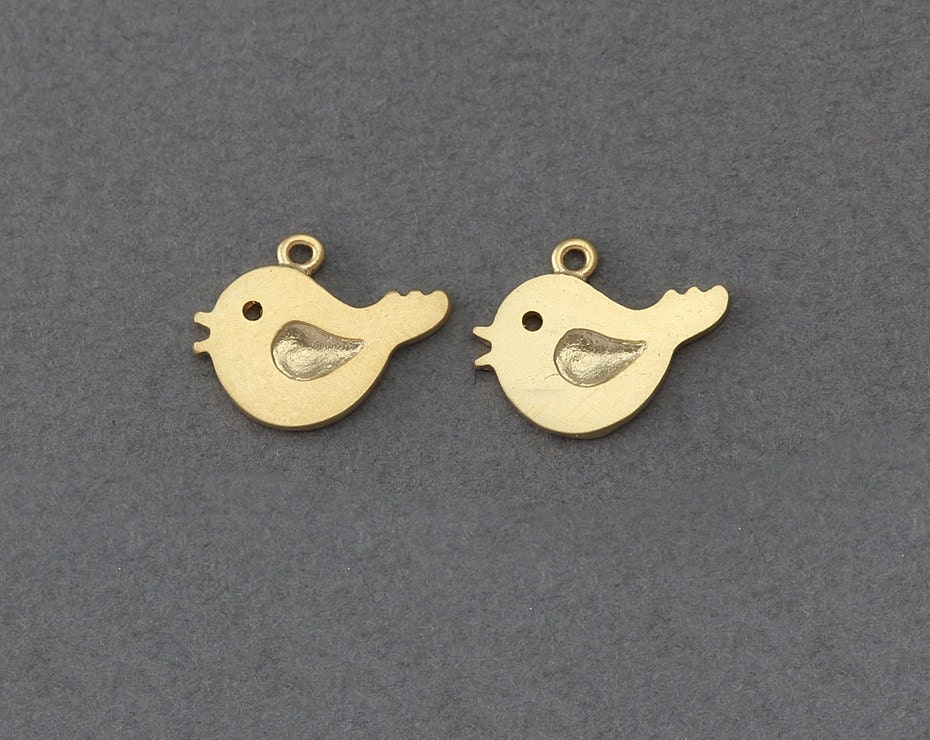 Bird Brass Pendant . Jewelry Craft Supply . 16K Matte Gold Plated