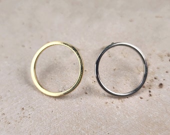 Round Post Earring (Medium) . Earring Component . Polished Plated / 1 Pair - Item No. EC078