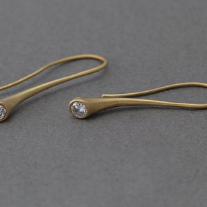 Hook Earring . Earring Component .Wedding, Bridal Jewelry . 16K Matte Gold Plated over Brass  / 2 Pcs - GC027-MG-CR