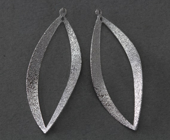 Leaf Brass Pendant . Jewelry Craft Supply . Polished Original Rhodium Plated over Brass  / 4 Pcs - NC054-PR