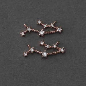 Gemini Brass Pendant . Constellation, Zodiac Pendant . Birthday Gift . Polished Rose Gold Plated over Brass / 1 Pcs - AC229-RG-CR