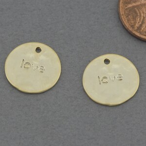 Love Brass Pendant . Jewelry Craft Supplies . Matte Gold Plated / 2 Pcs - FC489-MG