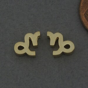 Capricorn Brass Bead . Constellation, Zodiac Pendant . Birthday Gift . Matte Gold Plated / 2 Pcs - FC749-MG-12