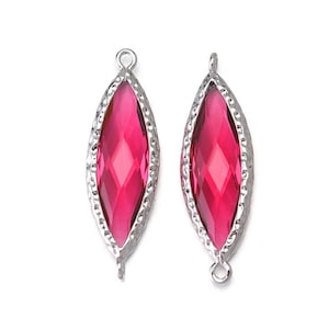 Fuchsia Glaskontakt. Polerad Original Rodiumpläterad / 2 st - CG033-PR-FC