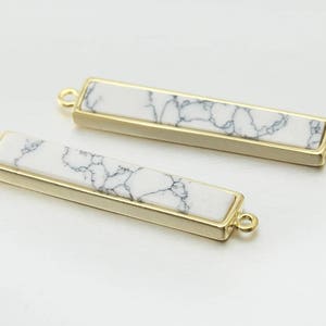 70% SALE. Howlith Edelstein Verbinder . Poliert Vergoldet / 2 Stück - DG065-PG-HW