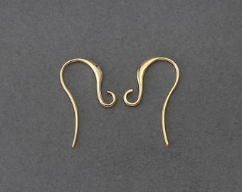 Hook Earring . Earring Component . 16K Polished Gold Plated over Brass  / 8 Pcs - NC006-PG