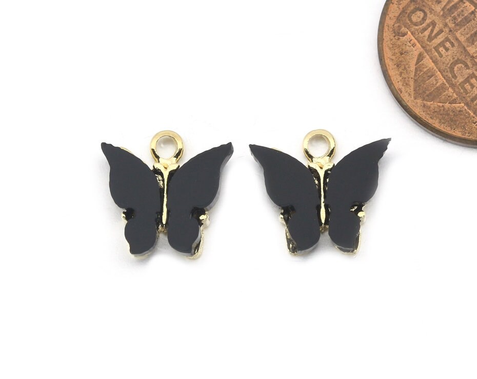 オニキス アクリル バタフライ ペンダント。ジュエリー用品。磨き