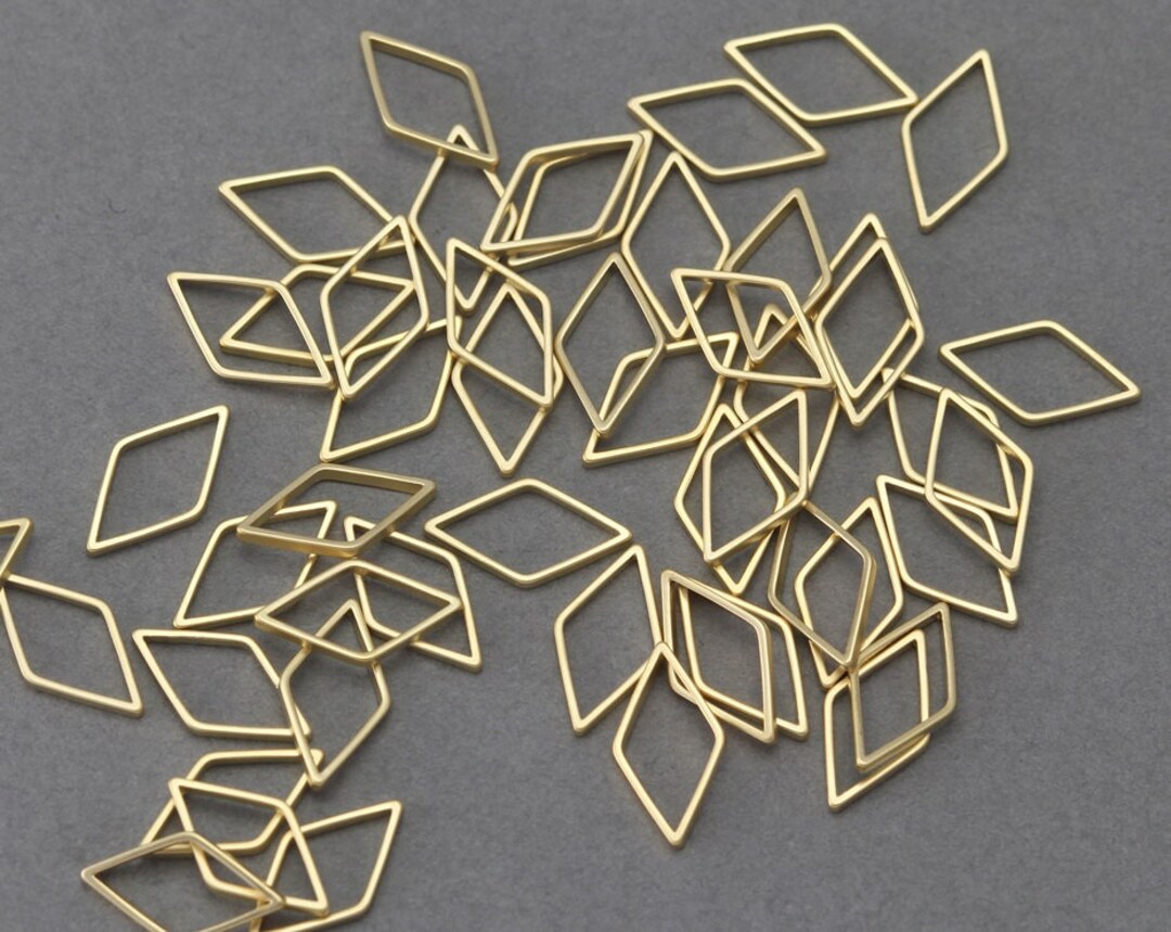 Diamond Brass Connector small . Jewelry Craft Supply . 16K Etsy