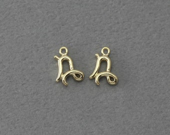 Steenbok messing hanger. Sterrenbeeld, dierenriem hanger. Verjaardagscadeau . Gepolijst verguld / 2 stuks - AC249-PG
