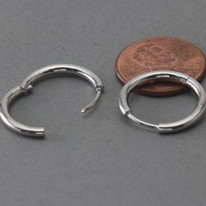 2mm Thick Tube Earring . 18mm Tube Hoop Earring . Polished Original Rhodium Plated / 2 Pcs - AC319-PR