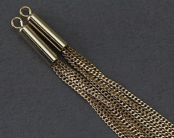 Gold Metal Tassel . Jewelry Craft Supply . 16K Polished Gold Plated over Brass Cap - 2 Pcs / GT011-PG-GD
