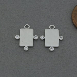 Quadrat Kubik Messing Anhänger. Schmuck Handwerk Versorgung. Matte Original Rhodium Plated / 2 Stück - FC798-MR-CR