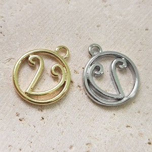 Aries Brass Pendant . Zodiac Sign, Horoscope . Polished Plated / 2 Pcs - Item No. AC393