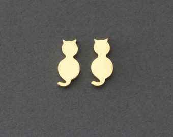 Cuenta de metal de gato. Hallazgos de joyería. Chapado en oro pulido de 16 quilates sobre metal / 4 piezas - HC003-PG
