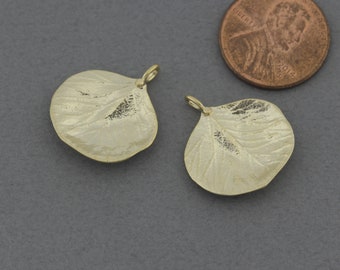 Leaf Brass Pendant . Jewelry Craft Supplies . Matte Gold Plated / 2 Pcs - FC471-MG