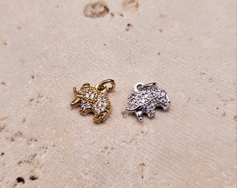 Elephant Brass Pendant . Wedding Jewelry . Polished Plated / 2 Pcs - Item No. BC112-CR