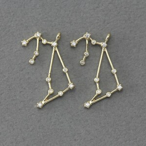 Aquarius Brass Pendant . Constellation, Zodiac Pendant . Birthday Gift . Polished Gold Plated / 1 Pcs - FC365-PG-CR