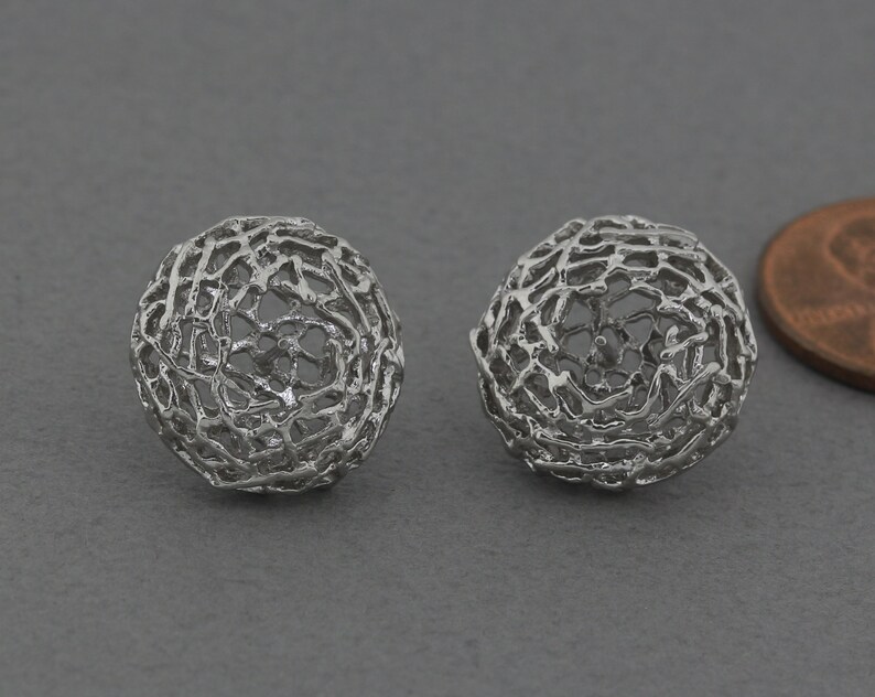 925 Sterling Silver Post Round Post Earring Matte Original Rhodium Plated 2 Pcs Earring Component FC617-MR