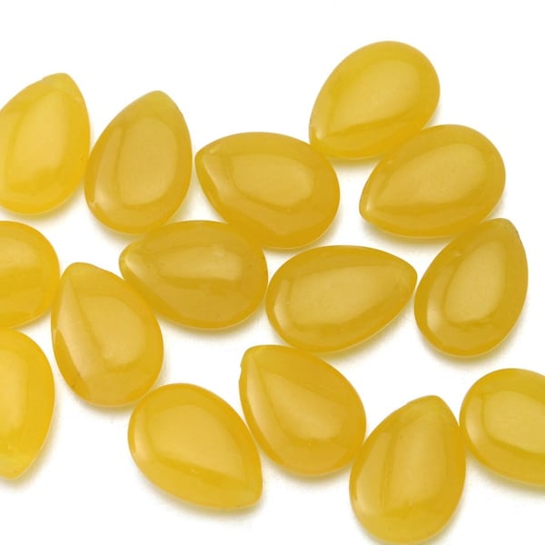 Yellow Gemstone Bead . Jewelry Making . Craft Supply . Jade Teardrop Bead / 4Pcs - KG001-YL